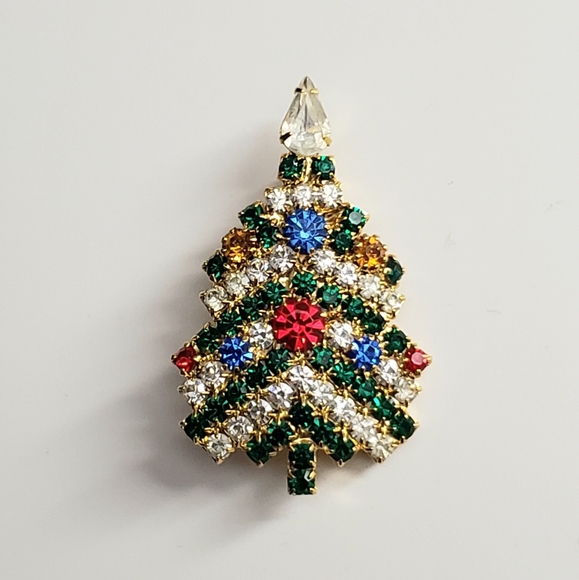 christmas tree brooch Jewelry - ⭐5/$25 Colorful Christmas Tree Crystal Rhinestone Brooch